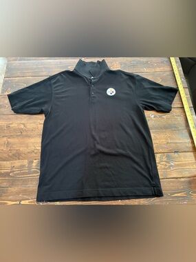 **PITTSBURGH STEELERS** Polo w/collar Black Short-Sleeve Polo Shirt XXL NFL